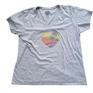 Life Is Good Gray Rainbow Heart Palm Tree Classic Fit Crusher Tee XL